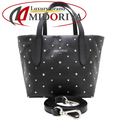 JIMMY CHOO ジミーチュウ ミニサラ 2Way ハンドバッグ レザー スタッズ ブラック レディース/353316【中古】