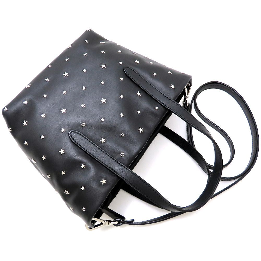 JIMMY CHOO ジミーチュウ ミニサラ 2Way ハンドバッグ レザー スタッズ ブラック レディース/353316【中古】