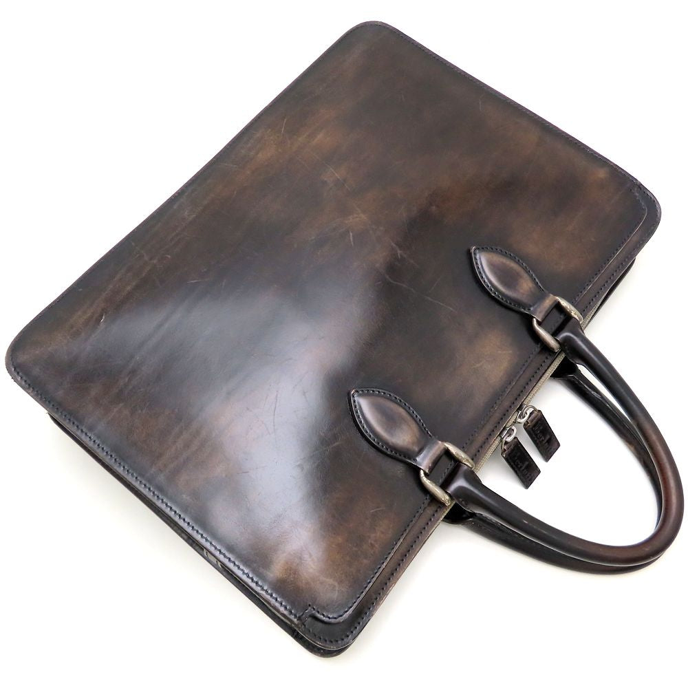 Berluti ベルルッティ ビジネスバッグ ブリーフケース レザー ダークブラウン メンズ/353317【中古】