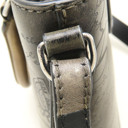 Berluti ベルルッティ トゥジュール ガリバー メッセンジャー ハンドバッグ カリグラフィ スクリットレザー Sandstorm カーキ系 レディース/353318【中古】