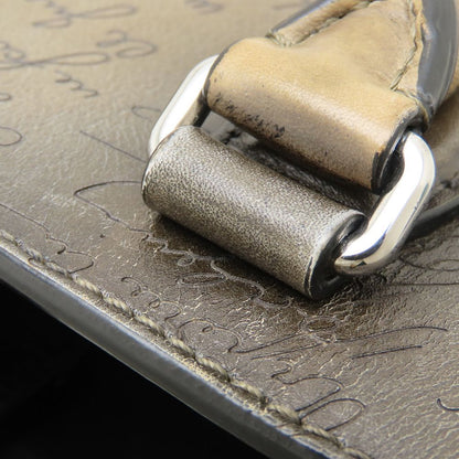 Berluti ベルルッティ トゥジュール ガリバー メッセンジャー ハンドバッグ カリグラフィ スクリットレザー Sandstorm カーキ系 レディース/353318【中古】