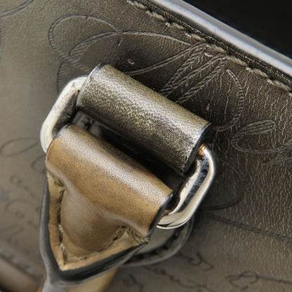 Berluti ベルルッティ トゥジュール ガリバー メッセンジャー ハンドバッグ カリグラフィ スクリットレザー Sandstorm カーキ系 レディース/353318【中古】