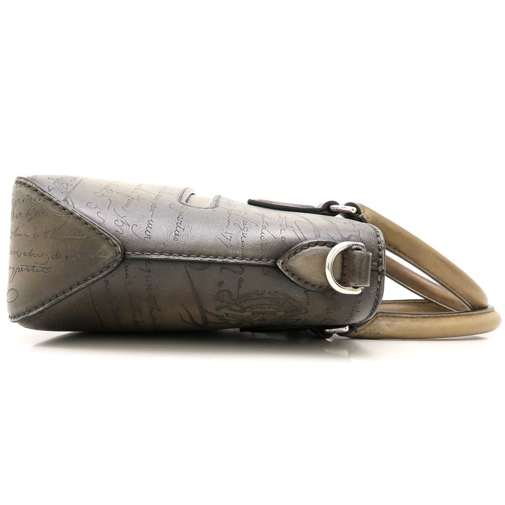 Berluti ベルルッティ トゥジュール ガリバー メッセンジャー ハンドバッグ カリグラフィ スクリットレザー Sandstorm カーキ系 レディース/353318【中古】