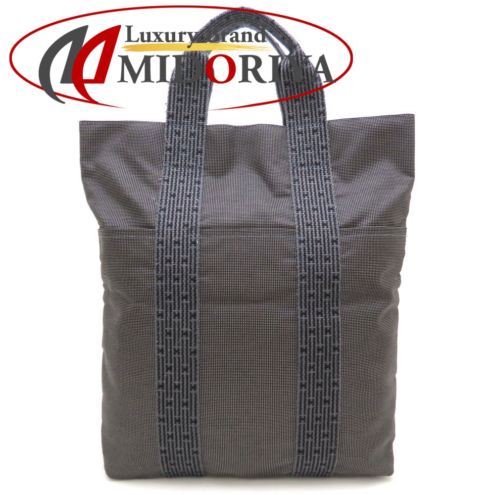 HERMES エルメス エールライン カバストート ハンドバッグ ナイロンキャンバス グレー メンズ/353320【中古】