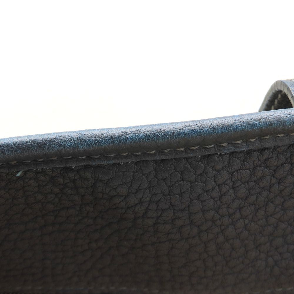 HERMES エルメス プティットサンチュールMM トートバッグ □K刻印 2007年 トワルアッシュxレザー アイボリー ネイビー レディース/353321【中古】