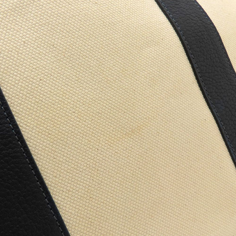 HERMES エルメス プティットサンチュールMM トートバッグ □K刻印 2007年 トワルアッシュxレザー アイボリー ネイビー レディース/353321【中古】