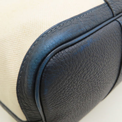 HERMES エルメス プティットサンチュールMM トートバッグ □K刻印 2007年 トワルアッシュxレザー アイボリー ネイビー レディース/353321【中古】