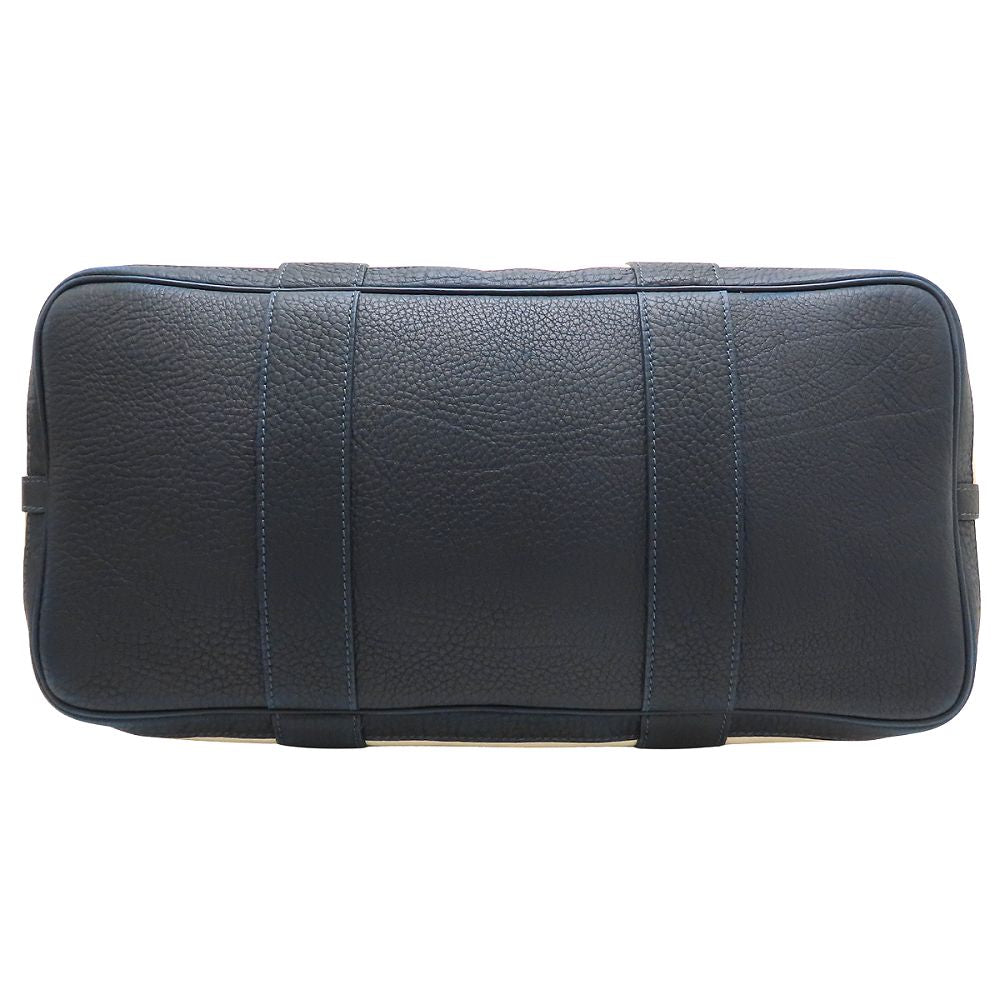 HERMES エルメス プティットサンチュールMM トートバッグ □K刻印 2007年 トワルアッシュxレザー アイボリー ネイビー レディース/353321【中古】