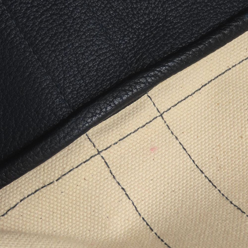HERMES エルメス プティットサンチュールMM トートバッグ □K刻印 2007年 トワルアッシュxレザー アイボリー ネイビー レディース/353321【中古】
