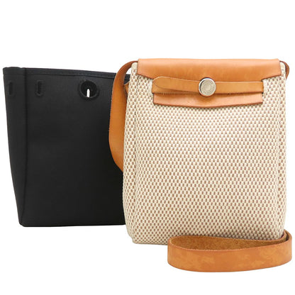 HERMES エルメス エールバッグTPM ショルダーバッグ トワルGMxレザー ブラック ナチュラル レディース/353322【中古】