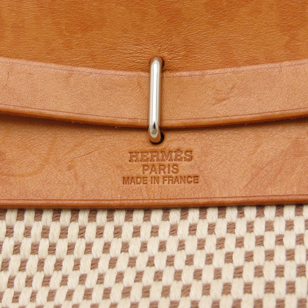 HERMES エルメス エールバッグTPM ショルダーバッグ トワルGMxレザー ブラック ナチュラル レディース/353322【中古】