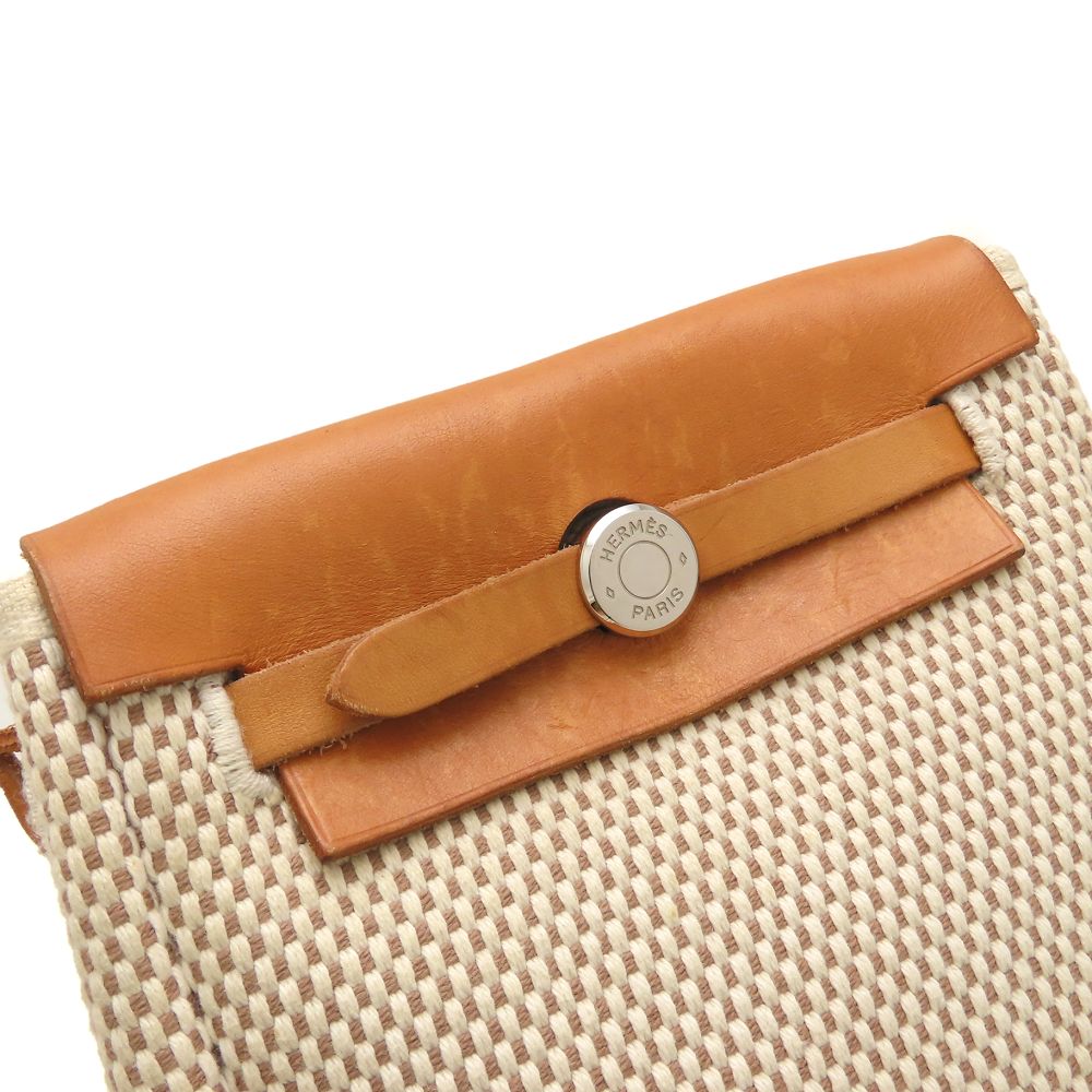 HERMES エルメス エールバッグTPM ショルダーバッグ トワルGMxレザー ブラック ナチュラル レディース/353322【中古】