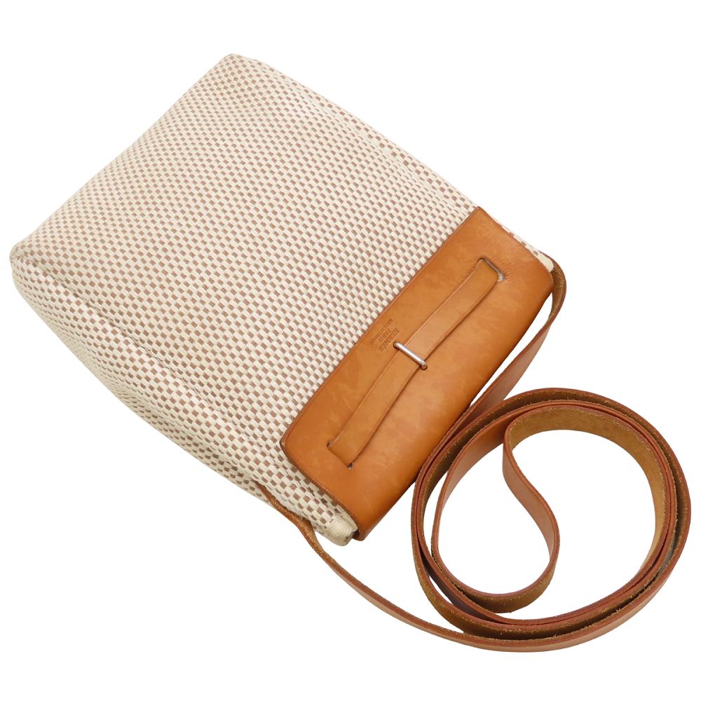 HERMES エルメス エールバッグTPM ショルダーバッグ トワルGMxレザー ブラック ナチュラル レディース/353322【中古】