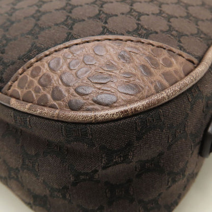 CELINE セリーヌ ショルダーバッグ マカダム柄 ヴィンテージ キャンバスx型押しレザー ブラウン レディース/353323【中古】