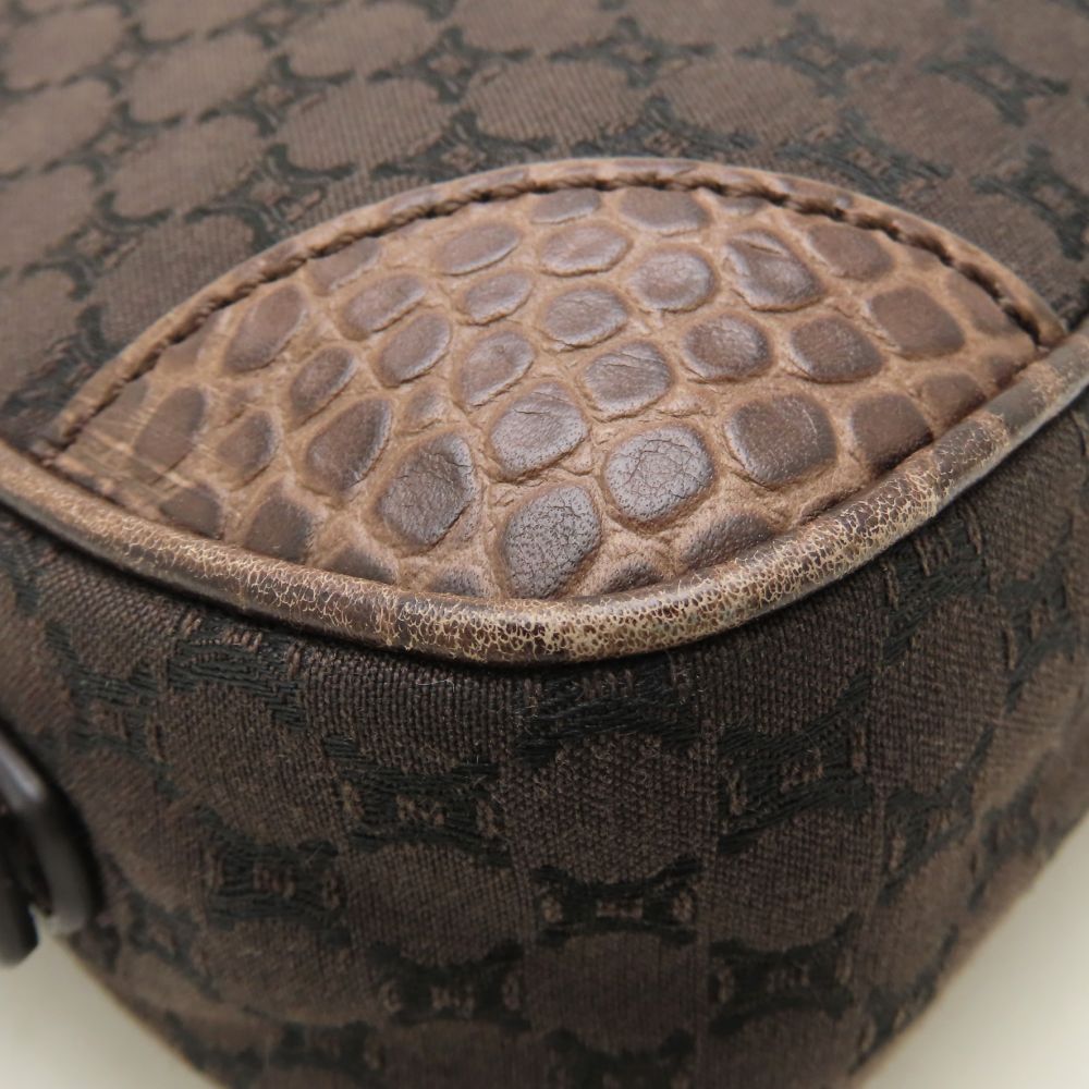CELINE セリーヌ ショルダーバッグ マカダム柄 ヴィンテージ キャンバスx型押しレザー ブラウン レディース/353323【中古】