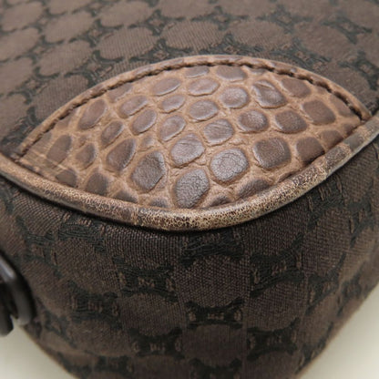 CELINE セリーヌ ショルダーバッグ マカダム柄 ヴィンテージ キャンバスx型押しレザー ブラウン レディース/353323【中古】