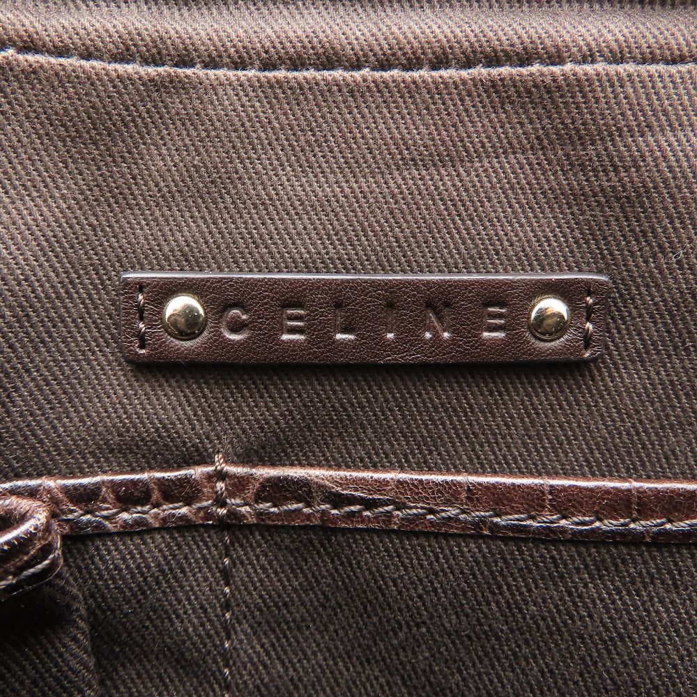CELINE セリーヌ ショルダーバッグ マカダム柄 ヴィンテージ キャンバスx型押しレザー ブラウン レディース/353323【中古】