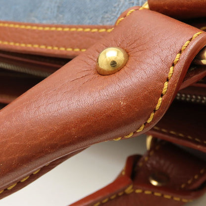 CELINE セリーヌ ブギーバッグ マカダム ハンドバッグ デニムxレザー ブルー ブラウン レディース/353324【中古】