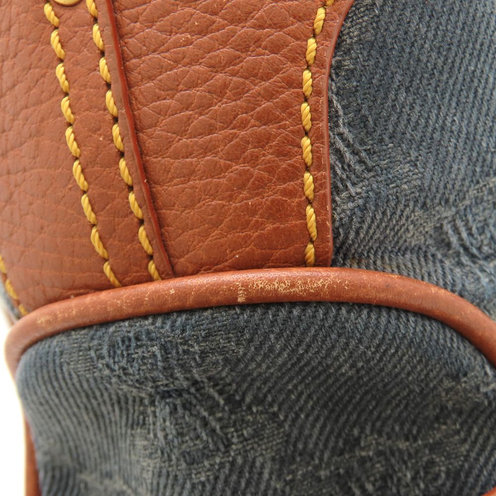 CELINE セリーヌ ブギーバッグ マカダム ハンドバッグ デニムxレザー ブルー ブラウン レディース/353324【中古】