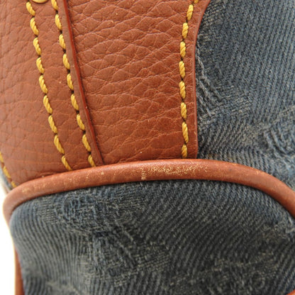 CELINE セリーヌ ブギーバッグ マカダム ハンドバッグ デニムxレザー ブルー ブラウン レディース/353324【中古】