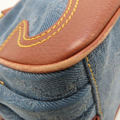 CELINE セリーヌ ブギーバッグ マカダム ハンドバッグ デニムxレザー ブルー ブラウン レディース/353324【中古】
