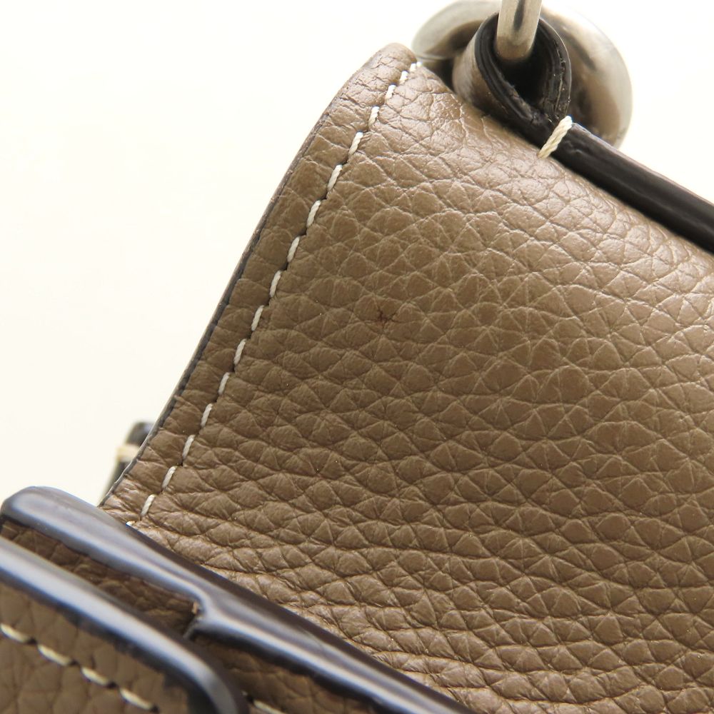 CELINE セリーヌ ラゲージナノショッパー 189243DRU.09SO ハンドバッグ 2Way レザー スリ グレージュ系 レディース/353325【中古】