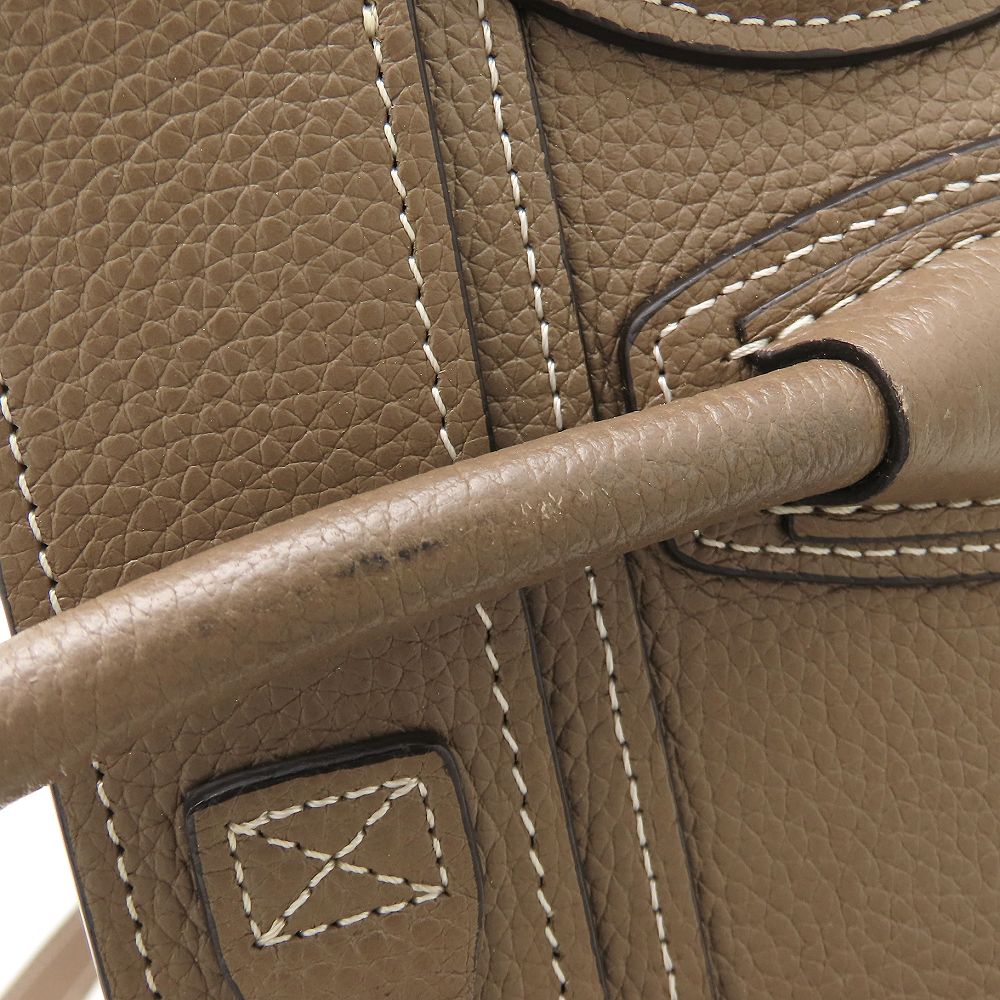 CELINE セリーヌ ラゲージナノショッパー 189243DRU.09SO ハンドバッグ 2Way レザー スリ グレージュ系 レディース/353325【中古】