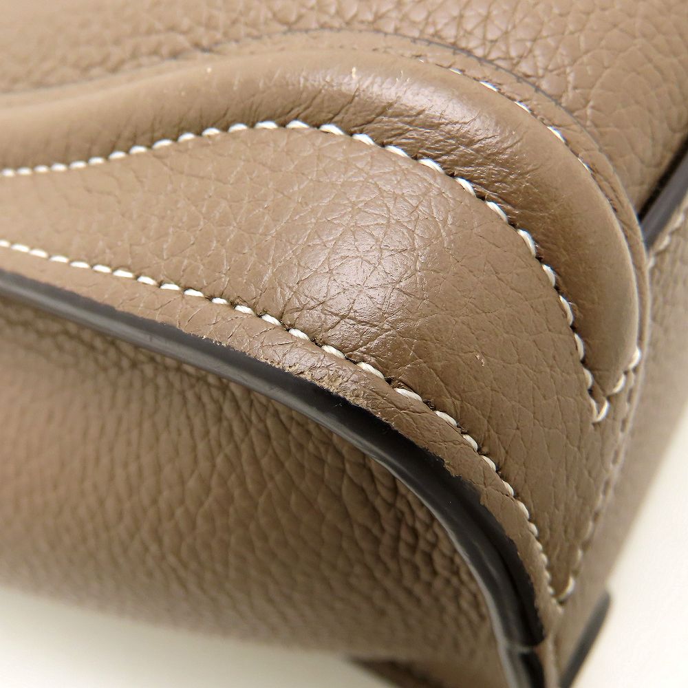 CELINE セリーヌ ラゲージナノショッパー 189243DRU.09SO ハンドバッグ 2Way レザー スリ グレージュ系 レディース/353325【中古】