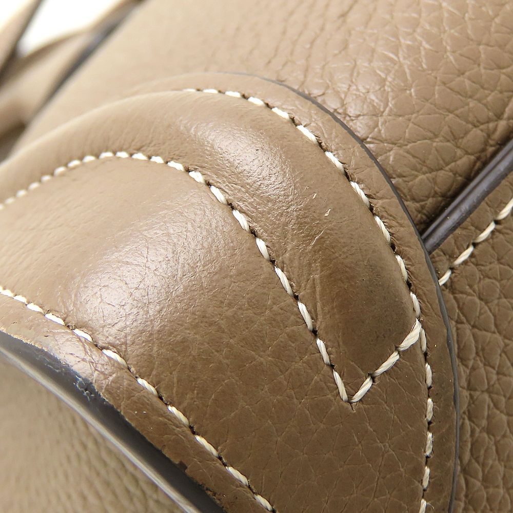 CELINE セリーヌ ラゲージナノショッパー 189243DRU.09SO ハンドバッグ 2Way レザー スリ グレージュ系 レディース/353325【中古】