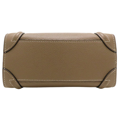 CELINE セリーヌ ラゲージナノショッパー 189243DRU.09SO ハンドバッグ 2Way レザー スリ グレージュ系 レディース/353325【中古】