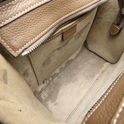 CELINE セリーヌ ラゲージナノショッパー 189243DRU.09SO ハンドバッグ 2Way レザー スリ グレージュ系 レディース/353325【中古】