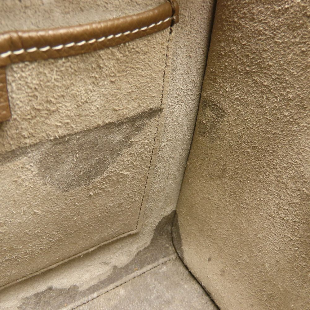CELINE セリーヌ ラゲージナノショッパー 189243DRU.09SO ハンドバッグ 2Way レザー スリ グレージュ系 レディース/353325【中古】