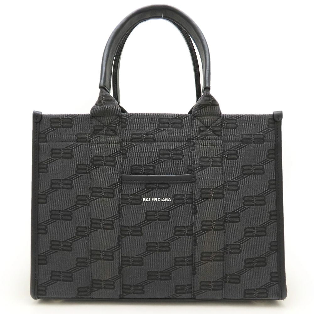 BALENCIAGA バレンシアガ ハードウェア 714187 トートバッグ キャンバスxレザー ブラック レディース/353326【中古】