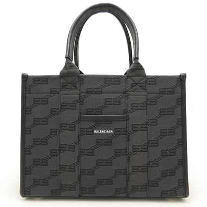 BALENCIAGA バレンシアガ ハードウェア 714187 トートバッグ キャンバスxレザー ブラック レディース/353326【中古】