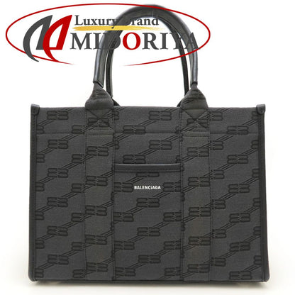 BALENCIAGA バレンシアガ ハードウェア 714187 トートバッグ キャンバスxレザー ブラック レディース/353326【中古】