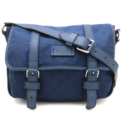 GUCCI グッチ GGスプリーム メッセンジャーバッグ 510335 ショルダーバッグ ナイロンxレザー ネイビー メンズ/353330【中古】