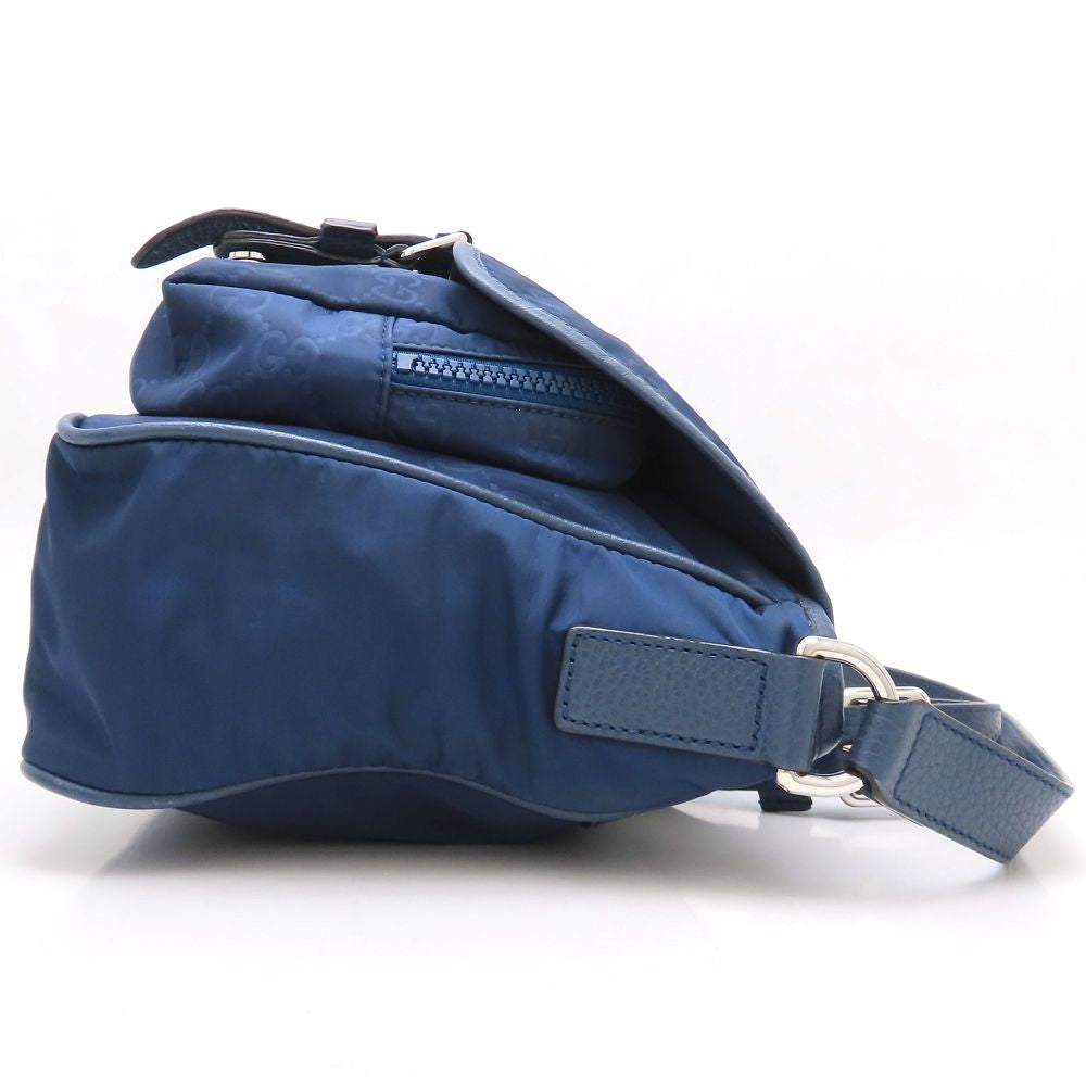 GUCCI グッチ GGスプリーム メッセンジャーバッグ 510335 ショルダーバッグ ナイロンxレザー ネイビー メンズ/353330【中古】