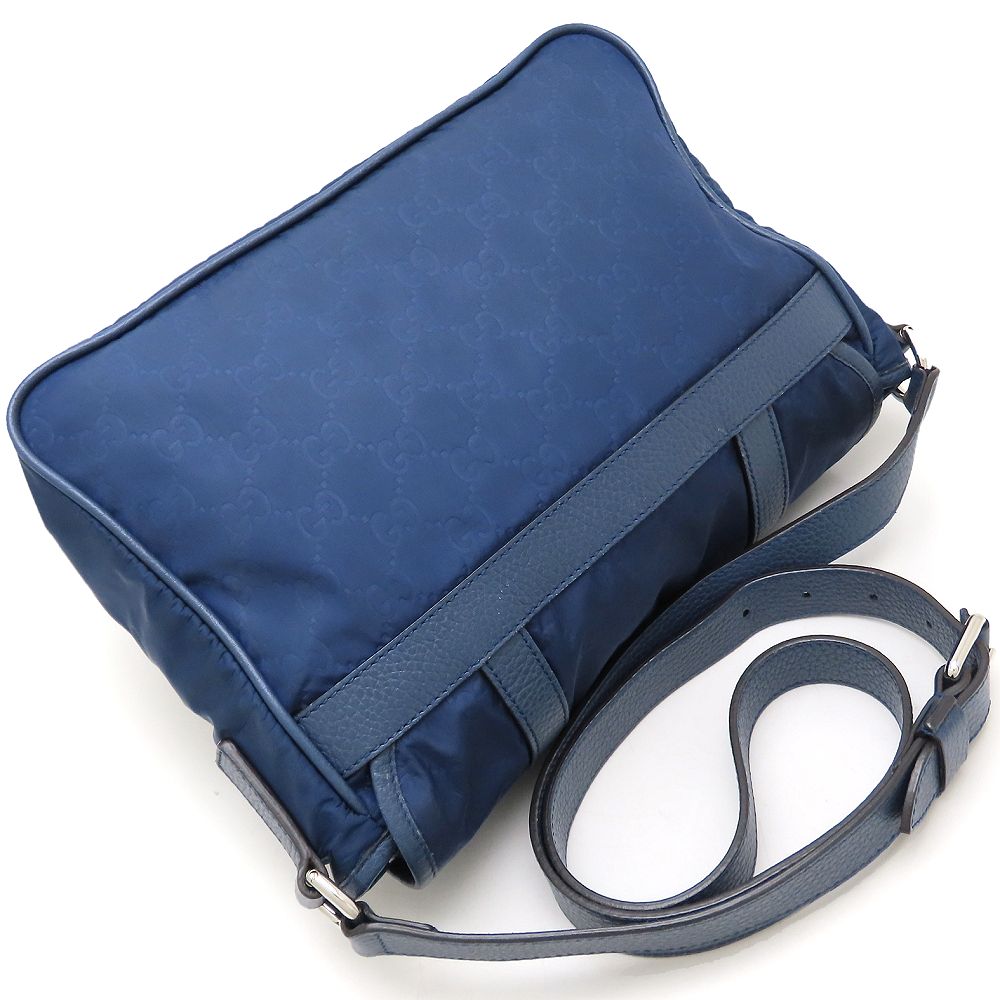 GUCCI グッチ GGスプリーム メッセンジャーバッグ 510335 ショルダーバッグ ナイロンxレザー ネイビー メンズ/353330【中古】