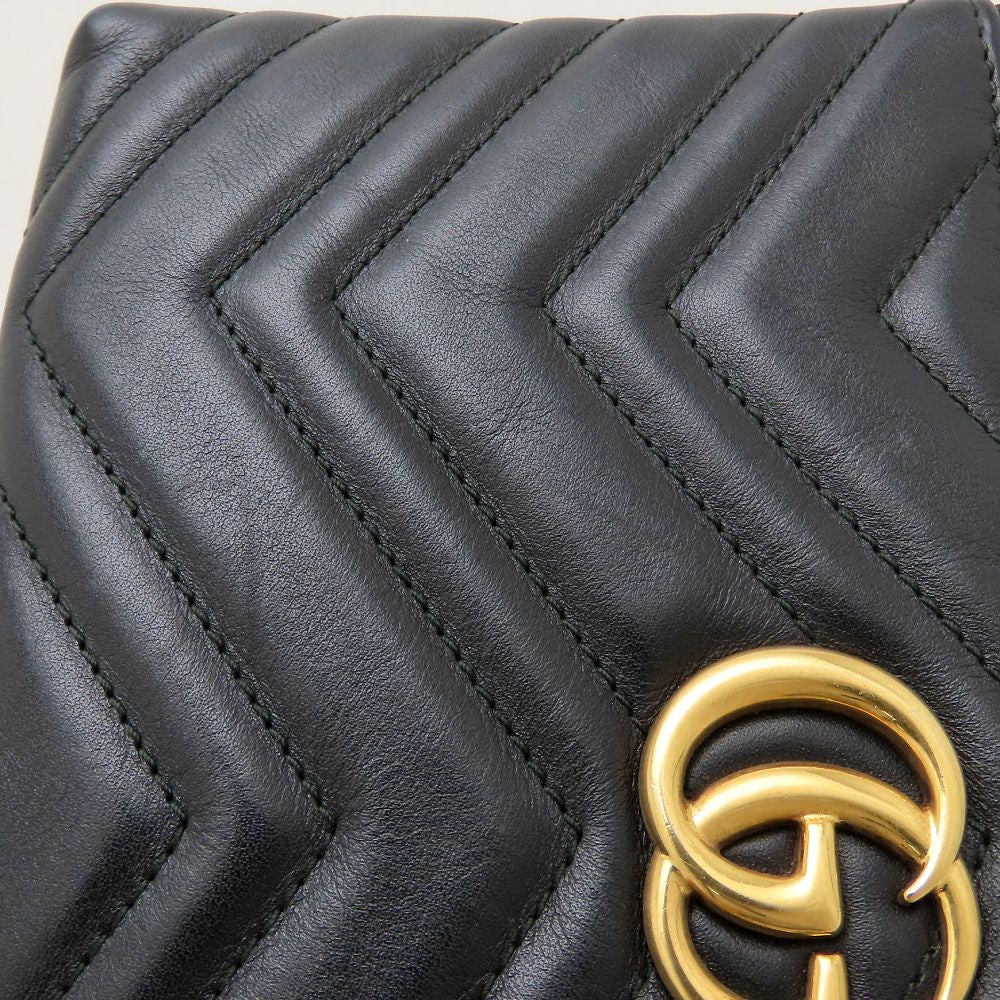 GUCCI グッチ GGマーモント 443447 チェーンウォレット ショルダーバッグ レザー ブラック レディース/353331【中古】