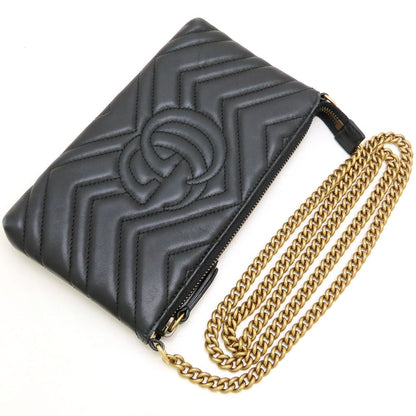 GUCCI グッチ GGマーモント 443447 チェーンウォレット ショルダーバッグ レザー ブラック レディース/353331【中古】
