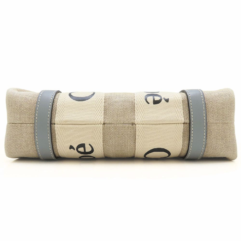 Chloe クロエ ウッディスモールトート CHC22AS397126 ハンドバッグ 2Way リネンxカーフ ベージュ Divine Grey ディヴァイングレー レディース/353332【中古】