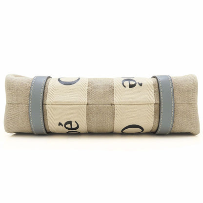 Chloe クロエ ウッディスモールトート CHC22AS397126 ハンドバッグ 2Way リネンxカーフ ベージュ Divine Grey ディヴァイングレー レディース/353332【中古】