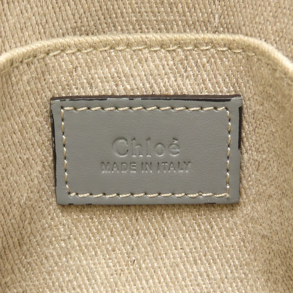 Chloe クロエ ウッディスモールトート CHC22AS397126 ハンドバッグ 2Way リネンxカーフ ベージュ Divine Grey ディヴァイングレー レディース/353332【中古】