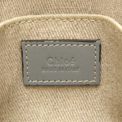 Chloe クロエ ウッディスモールトート CHC22AS397126 ハンドバッグ 2Way リネンxカーフ ベージュ Divine Grey ディヴァイングレー レディース/353332【中古】