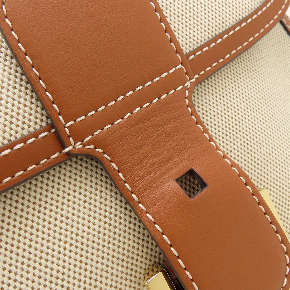 DELVAUX デルヴォー ブリヨンPM ハンドバッグ キャンバスxレザー ナチュラル タン レディース/353335【未使用】