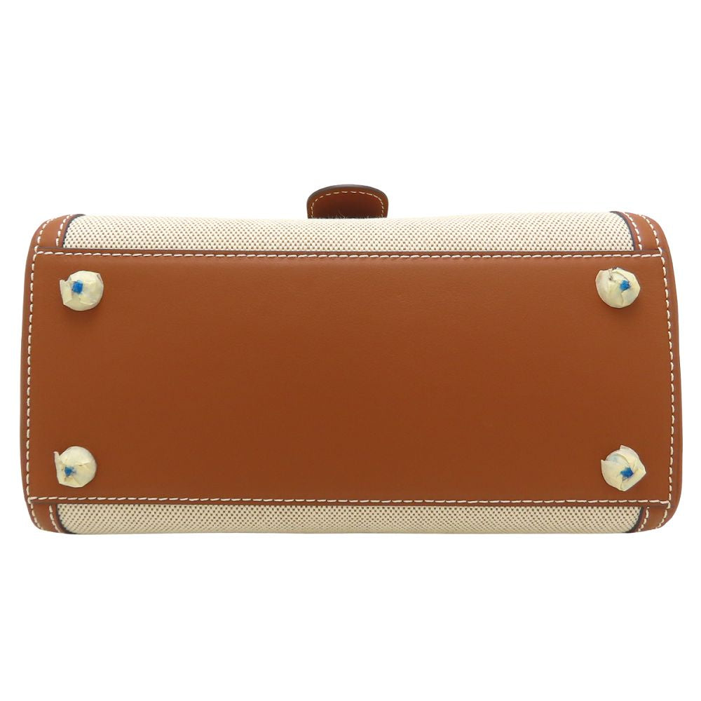 DELVAUX デルヴォー ブリヨンPM ハンドバッグ キャンバスxレザー ナチュラル タン レディース/353335【未使用】