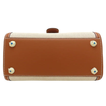 DELVAUX デルヴォー ブリヨンPM ハンドバッグ キャンバスxレザー ナチュラル タン レディース/353335【未使用】