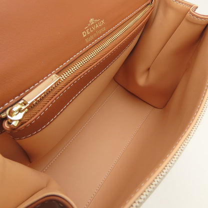DELVAUX デルヴォー ブリヨンPM ハンドバッグ キャンバスxレザー ナチュラル タン レディース/353335【未使用】