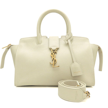 YVES SAINT LAURENT イヴ サンローラン ダウンタウンベイビー 635346 2Way ハンドバッグ レザー アイボリー レディース/353336【中古】