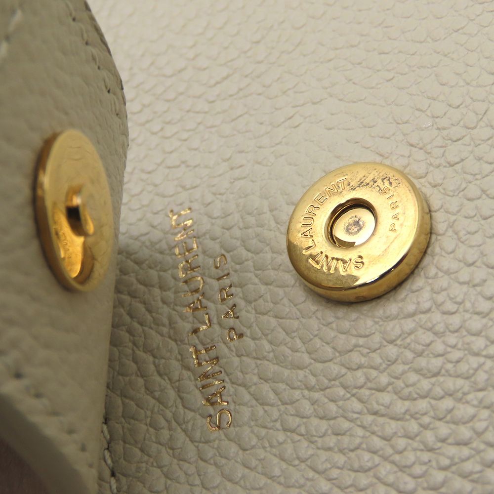YVES SAINT LAURENT イヴ サンローラン ダウンタウンベイビー 635346 2Way ハンドバッグ レザー アイボリー レディース/353336【中古】